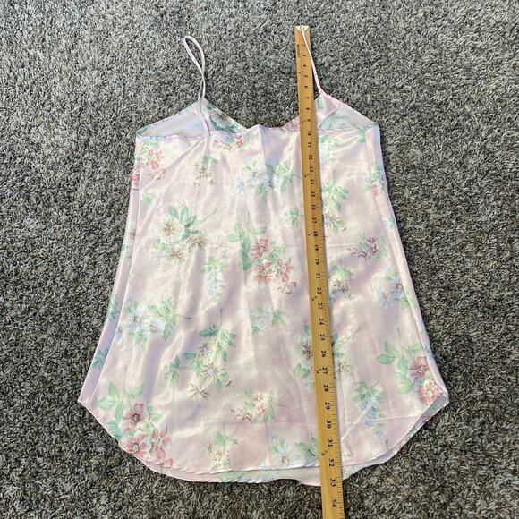 Mini Slip Dress Size Medium Pink Pastel Floral Silky Lingerie Coquette Feminine - Picture 14 of 15